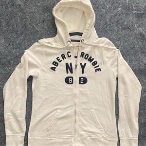 Abercrombie & Fitch Cream Zip-Up Hoodie